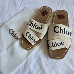 Inspired Chloé Woody Flat Logo Ribbon Sandals