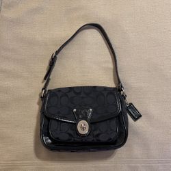 Coach "Penny" Small Black Signature Demi Bag #H1071-F14282 With Logo Charm Tag Attached!