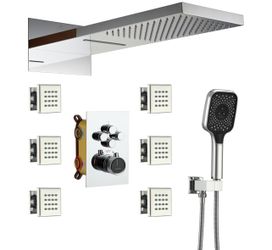 Brand New In The Box - CASAINC 22-Inch Thermostatic Shower System Wall Mounted 4 Function Luxury Rainfall & Waterfall Shower Head with Handheld Spray
