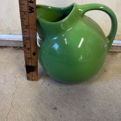Large green vintage retro water pitcher tea pot pottery dish serving home decor
