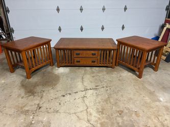 Solid Wood Coffee table with matching end tables