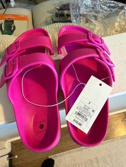 Shade & Shore Pink Slide Sandals Size 7