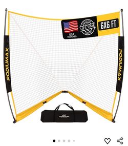 8085: New PodiuMax Lacrosse Goal 6x6x7FT, with Upgrade Square Steel Frame Base, Foldable Lacrosse Goal Net with Carry Bag, Portable Lacrosse Net for B