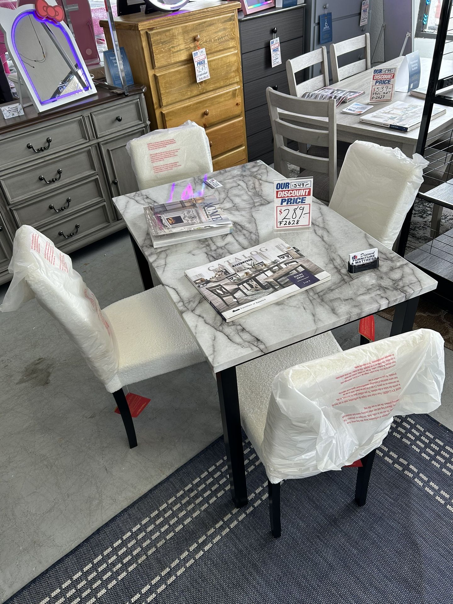 Small Dining Set Faux Marble Table Top