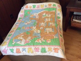 Hand made baby blanket with bunnies