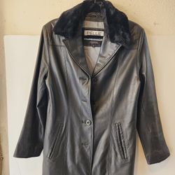 Leather Coat By PELLE!! CLEAN Size 8