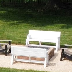2 White Foldable Benches/Table