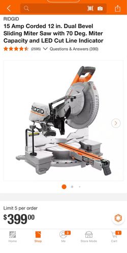 RIDGID 15 Amp Corded 12 in. Dual Bevel Sliding Miter Saw with 70 Deg. Miter Capacity and LED Cut Line Indicator