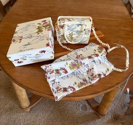 Charles & Keith Floral Print Handbag Set – New with Box & Dust Bag