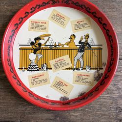 Vintage mid-century, modern metal cocktail serving tray