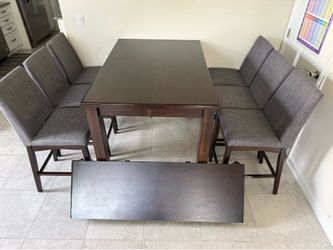 Heavy Wood Dinning Extendable table 54x36 inches to 54x54 inches with chairs