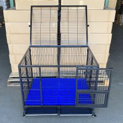 $155 (New) Heavy-duty dog cage 41x31x34” single-door folding kennel w/ plastic tray 