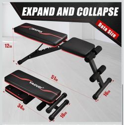 Yagud Weight Bench Press, Adjustable Workout Bench, Foldable Strength Bench