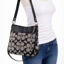 Black Coach Signature Tote Bag