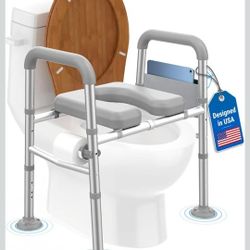 Toilet Seat Risers for Seniors, Raised Handicap Toilet Seat with Handles Over Toilet, High Capacity Toilet Riser with Handles for Elderly Adults, Hand