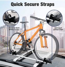 Upright Roof Mount Bike Rack Aluminum Bicycle Carrier for Roof Racks with Locking System for Cars SUVs