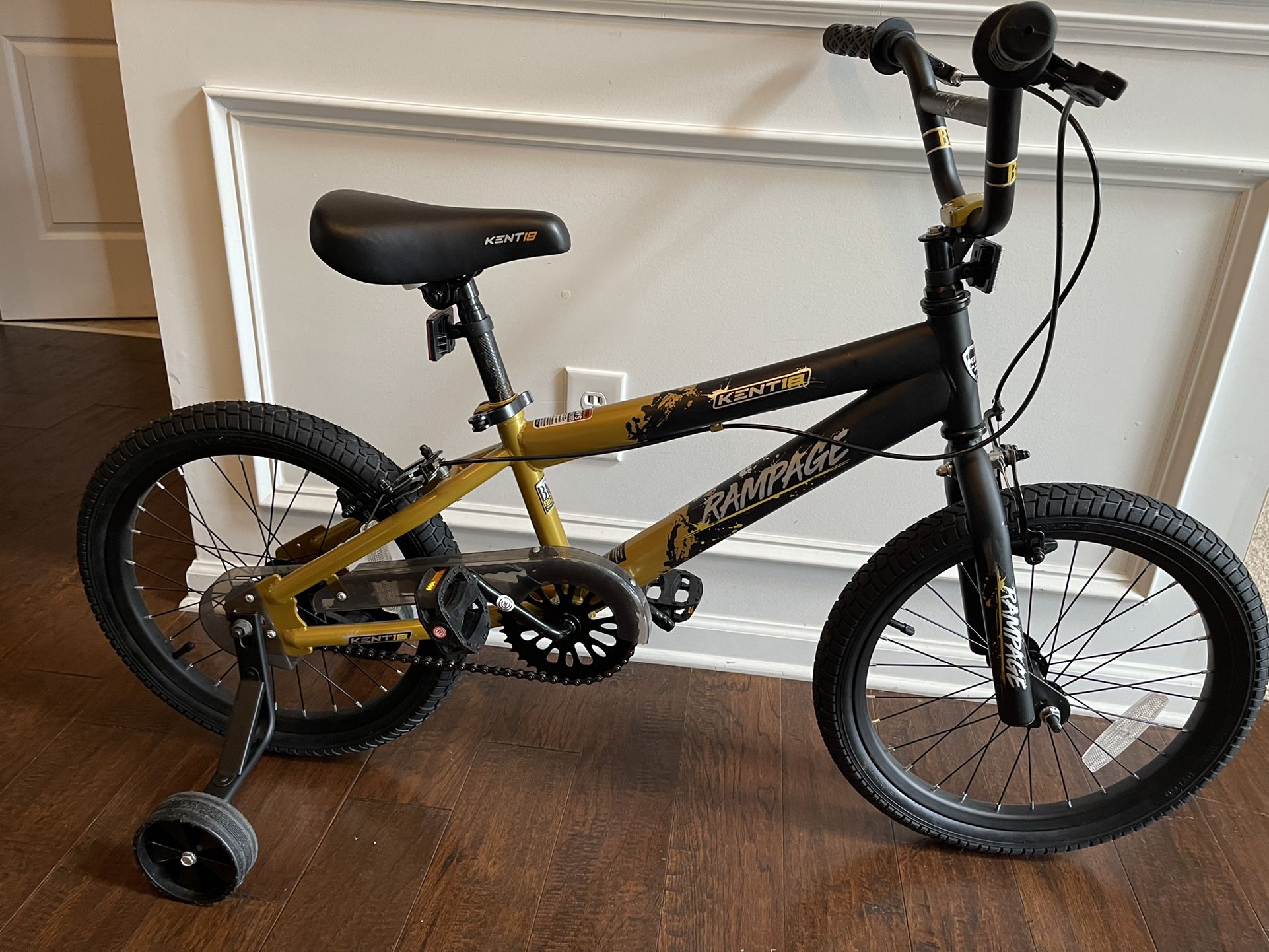 18" Rampage Boy's Bike, Gold/Black - Good Condition 