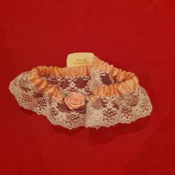 Bridal Leg Garter Light Coral And White Lace 