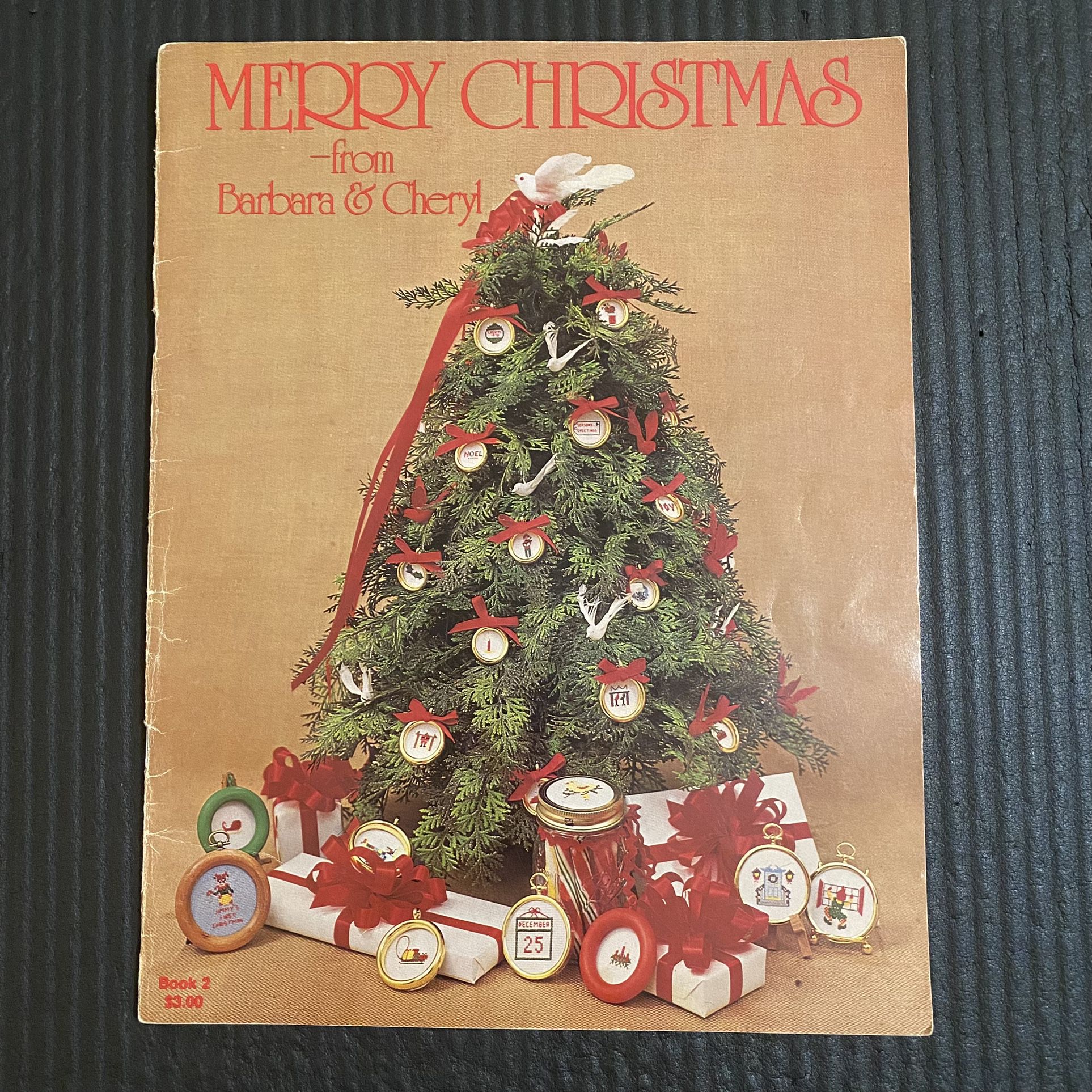 Vintage Cross Stitch Designs Book Merry Christmas From Barbara & Cheryl 1979
