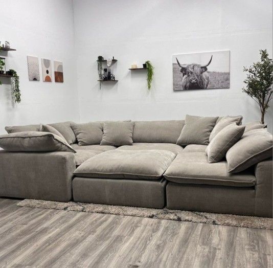 FLUFFY BRAND NEW GREY SECTIONAL SAME DAY DELIVERY 