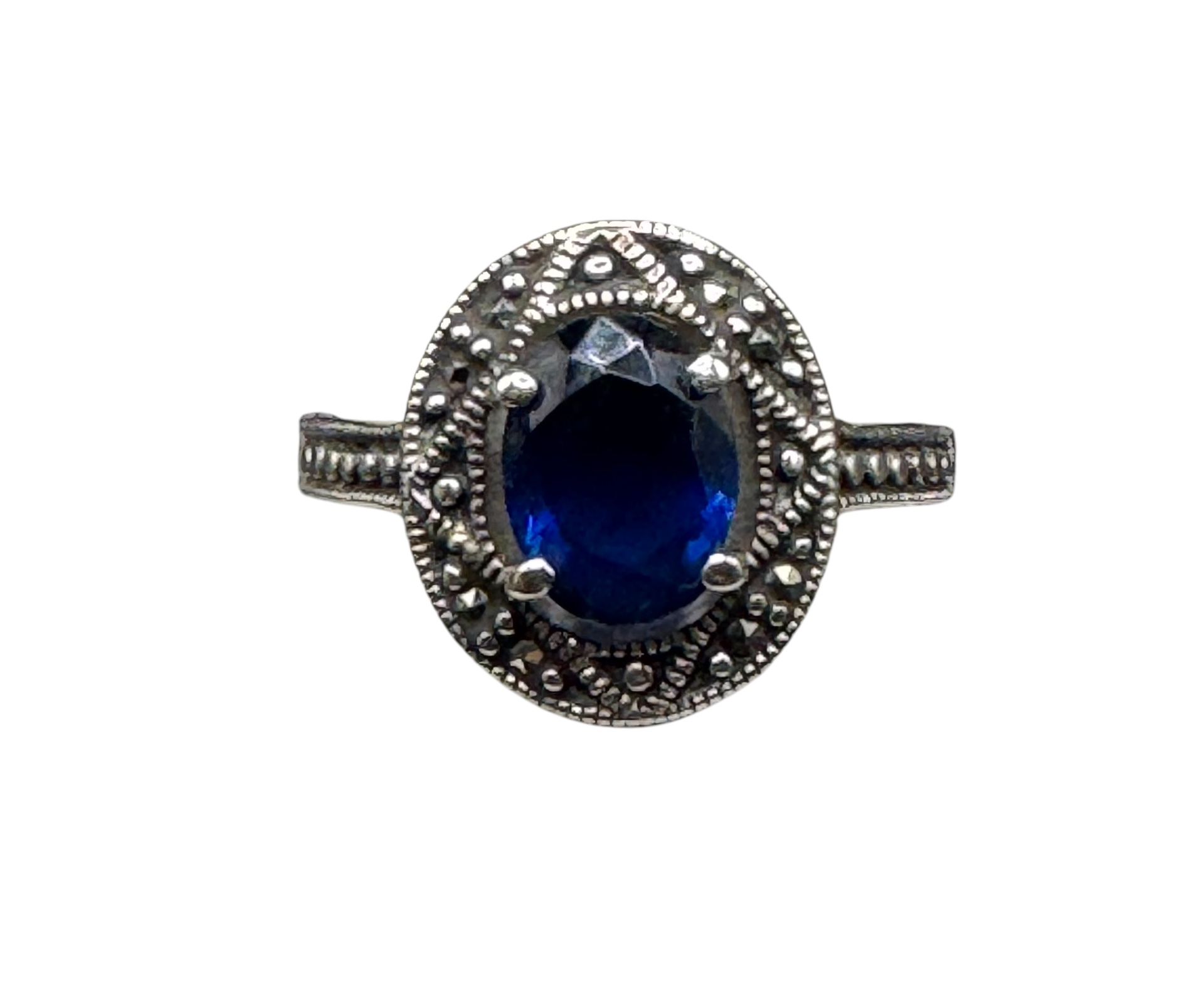 Sterling Silver Ring With Blue  Sapphire 