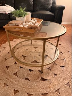 Glass coffee table gold