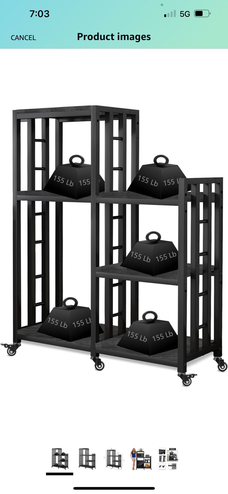 Multi-Purpose Storage Shelf Baker Rack with Wheels - Ideal Microwave Stand, Coffee Bar Table, and 6-Tier Storage Rack for Spices, Pots, Pans, Mini Fri