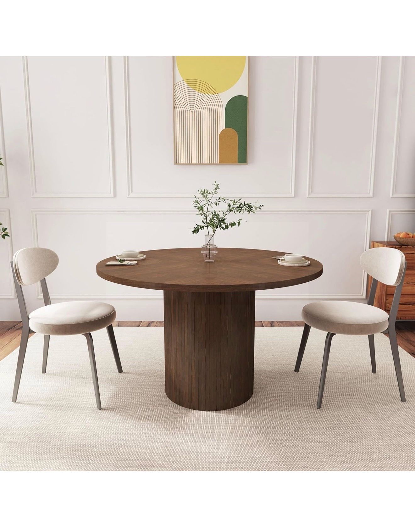 47” Round Walnut Dining Table | Modern Farmhouse Kitchen Table