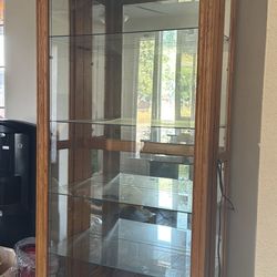 Glass Hutch With Side Doors And Ceiling Light