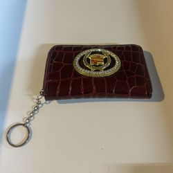 Vintage Cadillac-Branded Faux Alligator Skin Wallet Or Clutch With A Rhinestone-Embellished Logo