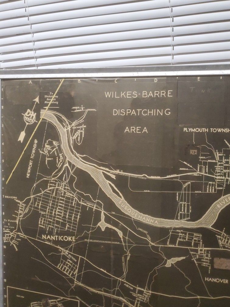 Vintage Wilkes-Barre Dispatching Map