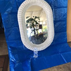 Large 37” X 23” Vintage Raton/wicker/boho Mirror