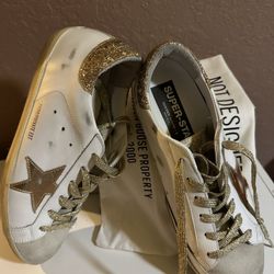 Golden Goose Sneakers, Size 9.5/10 (size 40), White/beige/gold