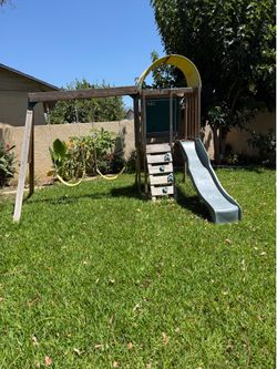 Wooden Backyard Playset with Swings & Slide