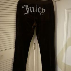 Juicy Couture Brown Velour Rhinestone Pants – Y2K Tracksuit Bottoms