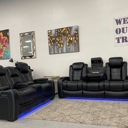 🎉 🎈 🎊 $39 Down or $2999 cash gets this brand new Ashley Party Time Power Reclining Sofa and Loveseat Set with LED System. No credit, zero interest,