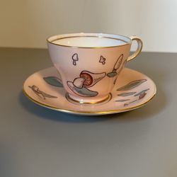 Mushroom Themed Fine English Bone China Tea Cups And Saucers