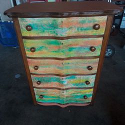 Vintage Restored Wood Dresser Boho Style