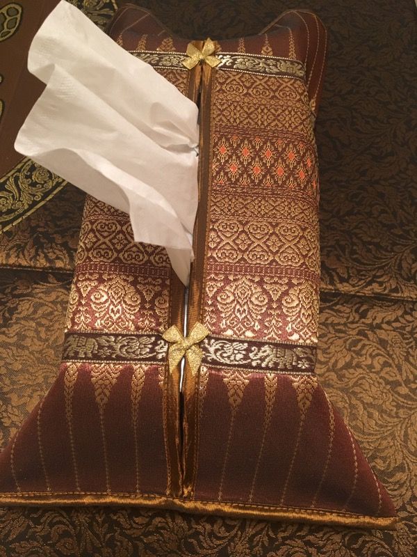 Reed tissue box cover from Thailand.