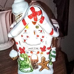 Vintage Ceramic Lighted Christmas Candy Shop