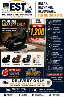 Luxury Full Body Massage Chair – Zero Gravity, Heat & Bluetooth – NEW – $1,200
