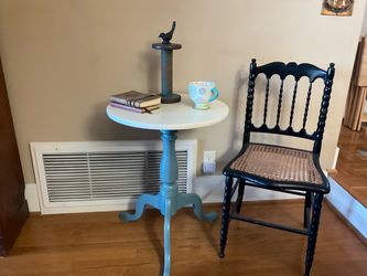 Small Upcycled VintageTwo-Toned  Pedestal Table made by Lexington Chair Company