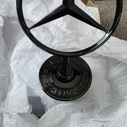 Mercedes Black 44mm standing hood badge emblem ornament other pics sold separate SHIPPING AVAILABLE 