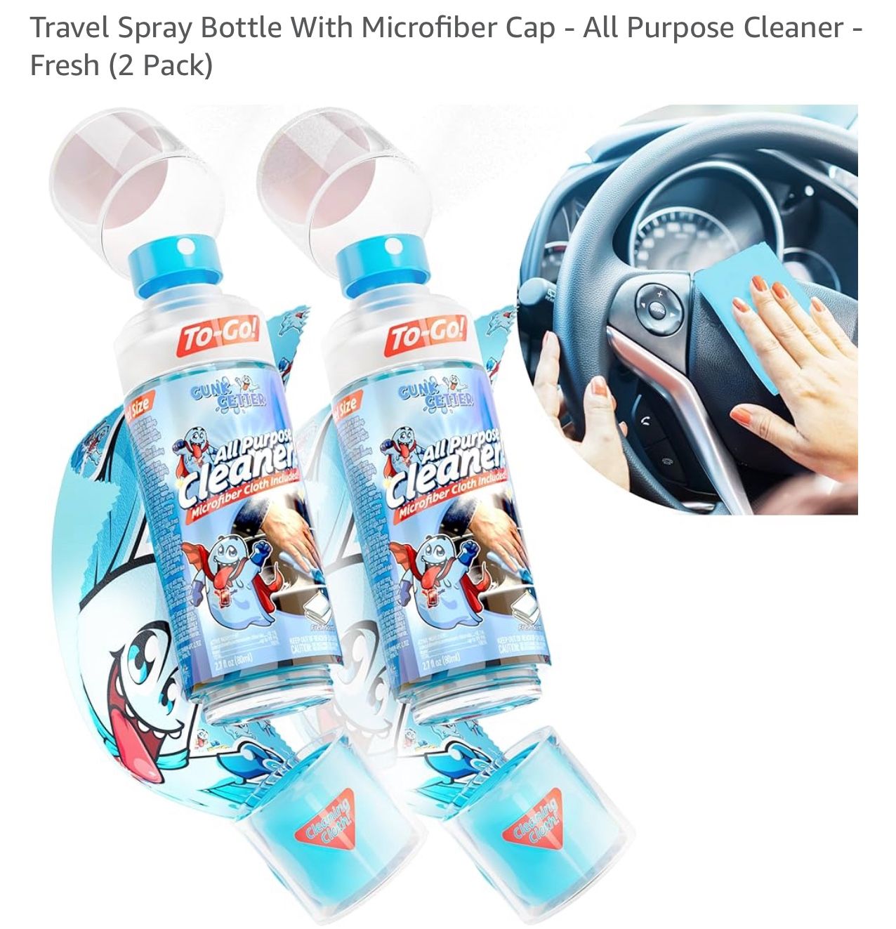 2pcs Travel All Purpose Cleaner With Microfiber Clothes, New