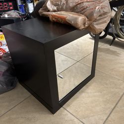 Night Stand - Black Wood/Mirror - FREE
