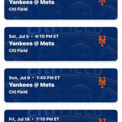 Mets vs Yankees Tickets, 7/5, 7/6