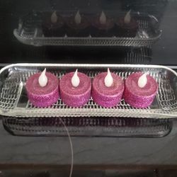 Long Glass Free-Standing Multiple Candle Holder