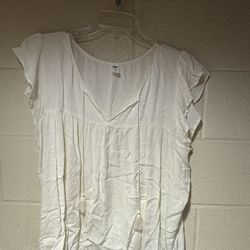 Old Navy Xl Off White Eyelet Short Sleeve Peasant Top 