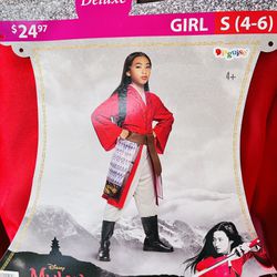Girls Deluxe Mulan Costume (Size 4-6)