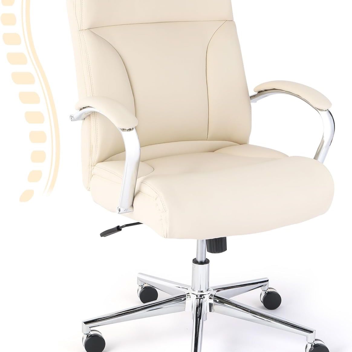 Home Office Chair Ergonomic High Back Computer Desk Chair with Arm Rests Swivel Rolling Chair for Adult Working Study (White)